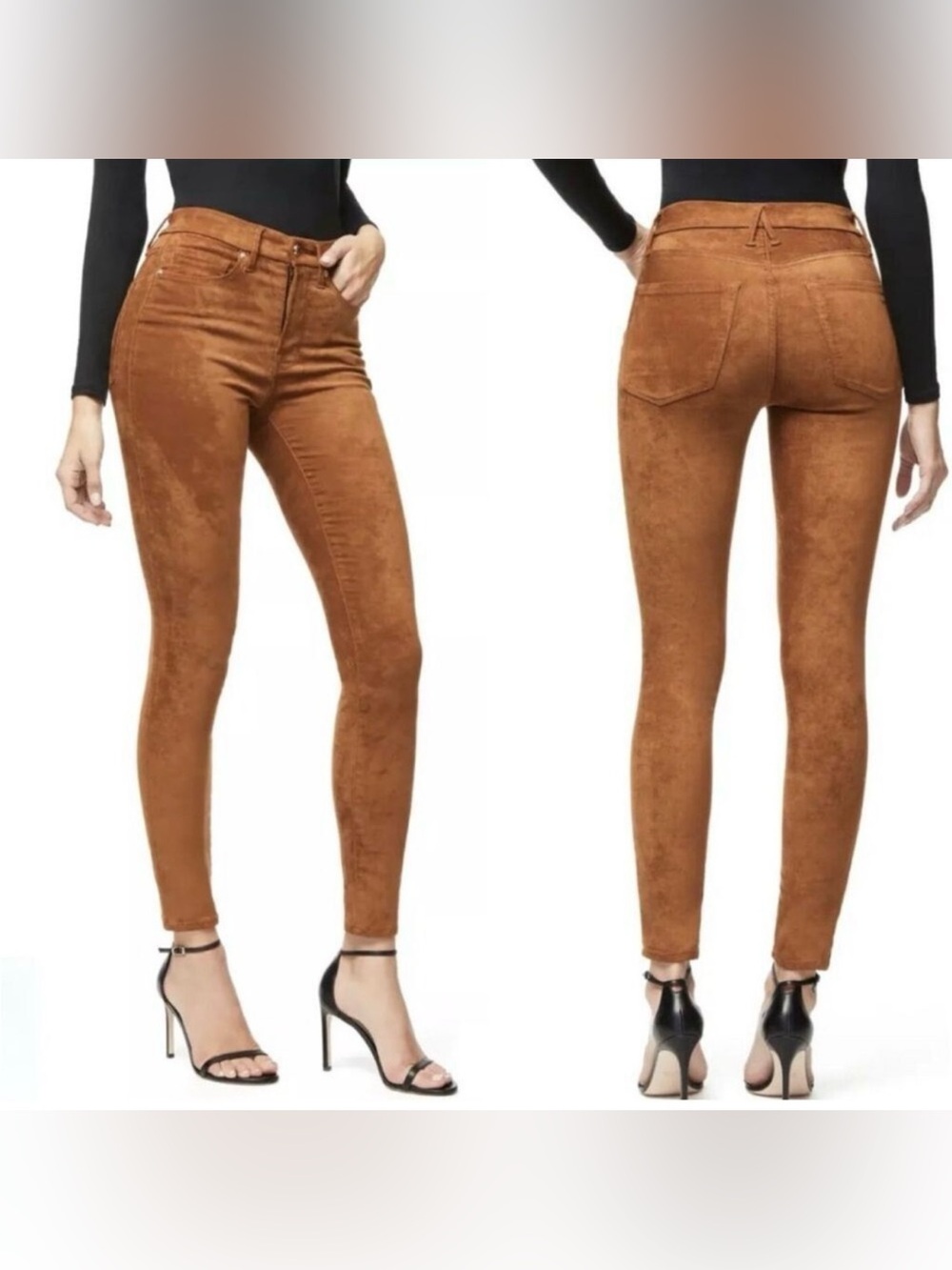 Good American good waist faux suede skinny pants size 10